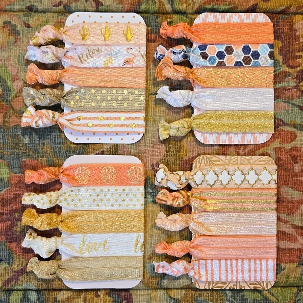 4 Sets Of 5-Pack No Crease FOE Handmade Hair Ties